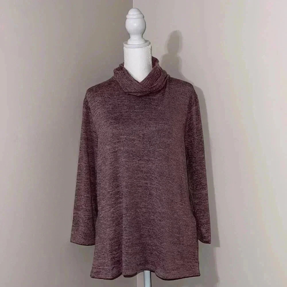 NY Collection Cowl Neck Face Covering Pullover Sweater​​